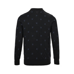 Allover Jacquard Wool Polo Sweater