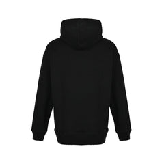 Hooded sweatshirt with embossed leather patch on chest