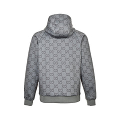 Allover printed jacquard webbing suit hooded jacket