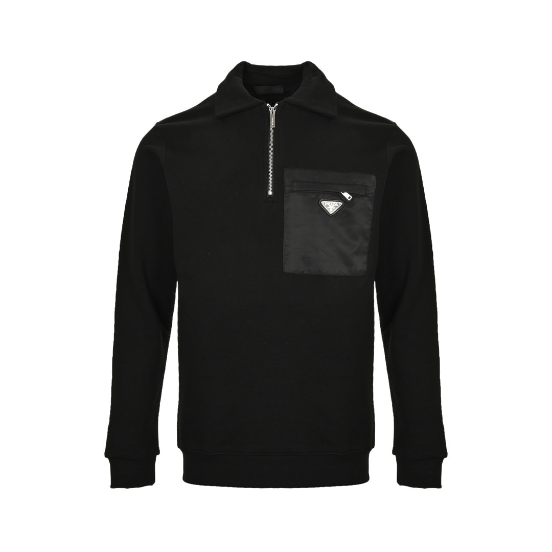 Half-zip lapel sweatshirt with pocket badge triangle logo