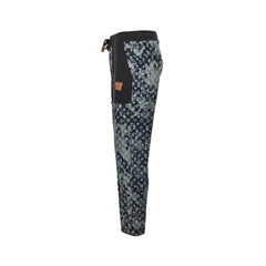 Denim print trousers with large pockets