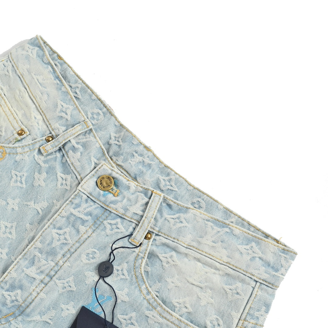 Aged Jacquard Embroidered Jeans