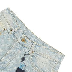 Aged Jacquard Embroidered Jeans