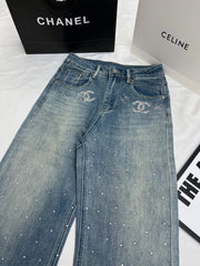 Fashionable diamond logo jeans