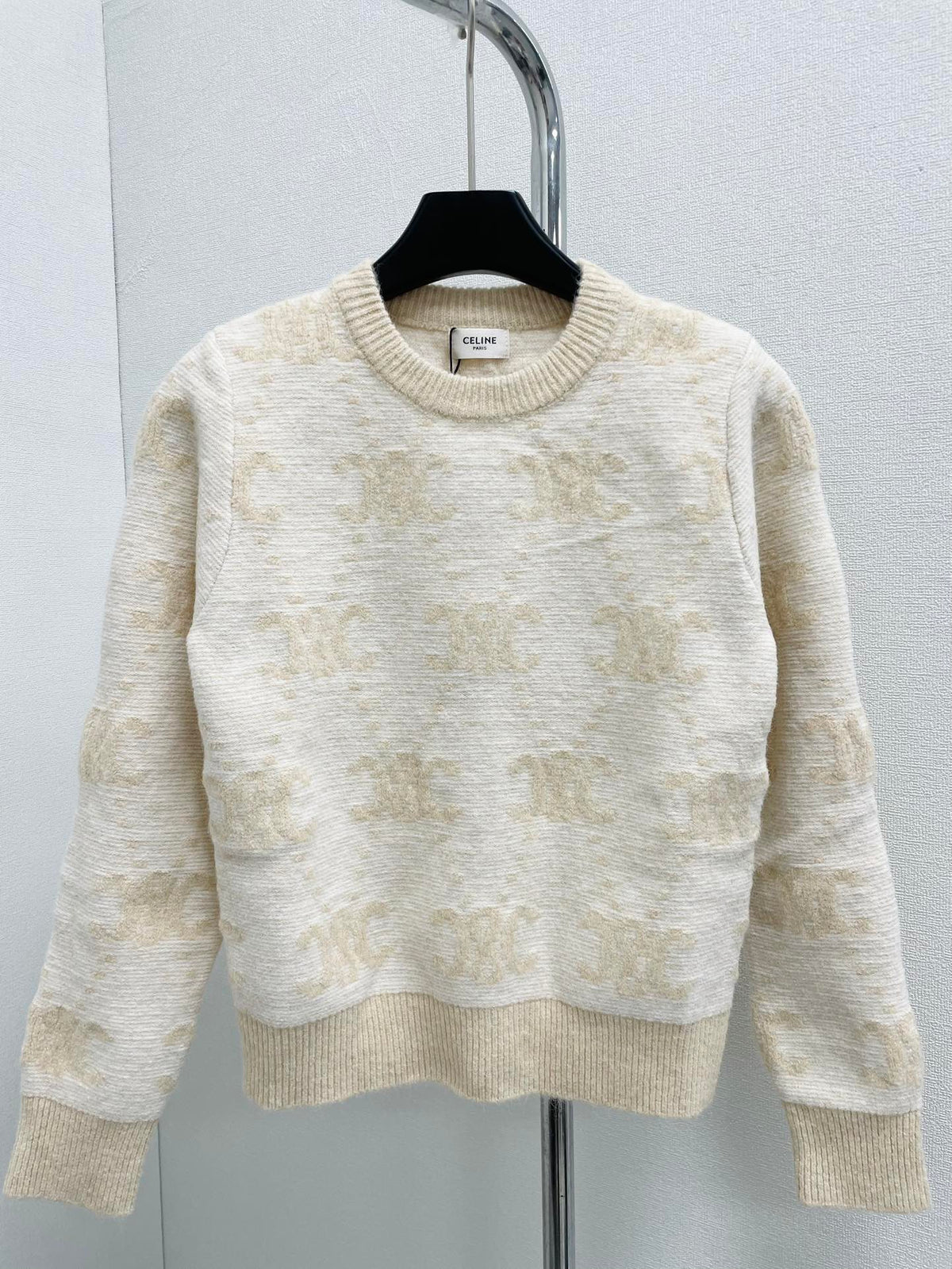 printed logo ribbed long-sleeved sweater